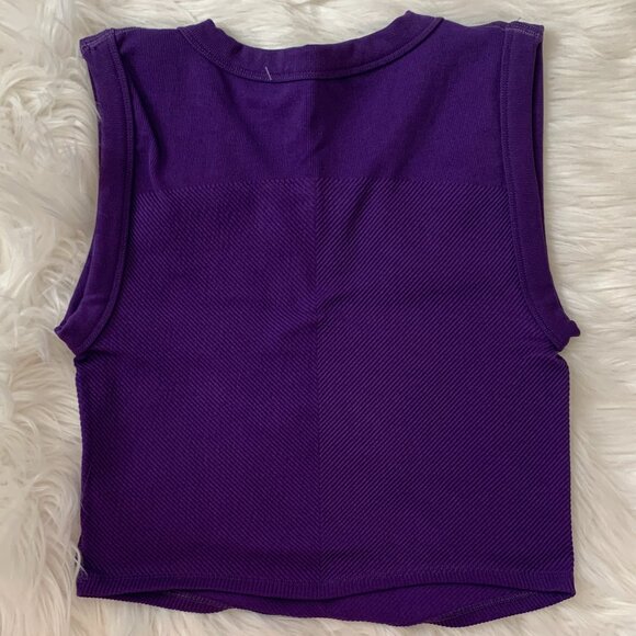 FREE PEOPLE MOVEMENT Ribbed Knit Crop Muscle Tank Top in Dark Purple Sz M/L - Picture 3 of 3